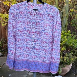 J. Crew Floral Blouse - Pink and Blue